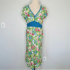 Boden Women's Floral and Polka Dot Midi Tea Dress Size 14R